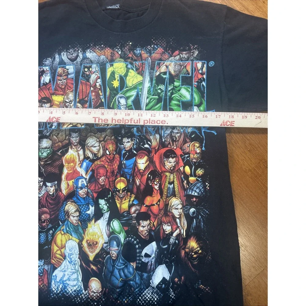 Vintage Mad Engine Marvel Characters T Shirt Black Hulk Spider-Man Wolverine